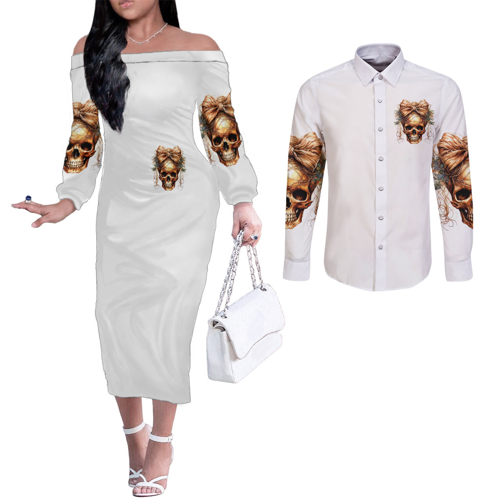 girl-skull-couples-matching-off-the-shoulder-long-sleeve-dress-and-long-sleeve-button-shirts-i-sweet-girl-full-of-crazy