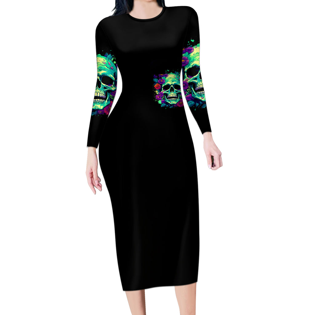 flower-skull-long-sleeve-bodycon-dress-i-blunt-because-god-rolled-me-that-way