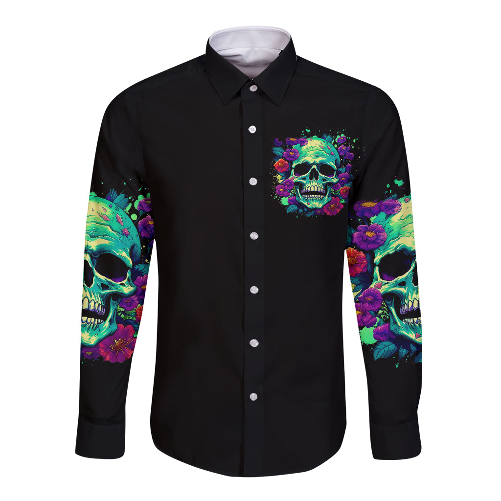 flower-skull-long-sleeve-button-shirt-i-blunt-because-god-rolled-me-that-way