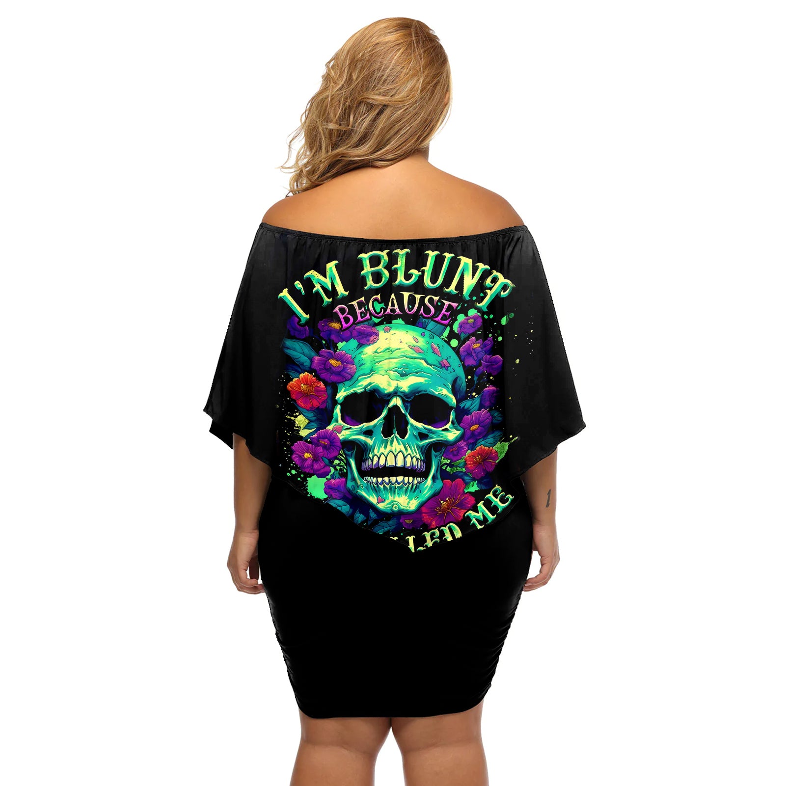flower-skull-off-shoulder-short-dress-i-blunt-because-god-rolled-me-that-way