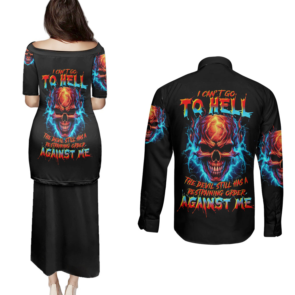 thunder-skull-couples-matching-puletasi-dress-and-long-sleeve-button-shirts-i-cant-go-to-hell-devil-restrainning-order-against-me