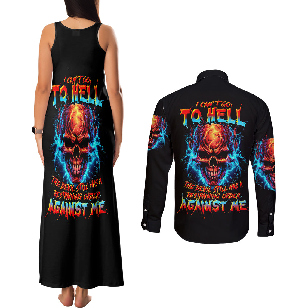 thunder-skull-couples-matching-tank-maxi-dress-and-long-sleeve-button-shirts-i-cant-go-to-hell-devil-restrainning-order-against-me