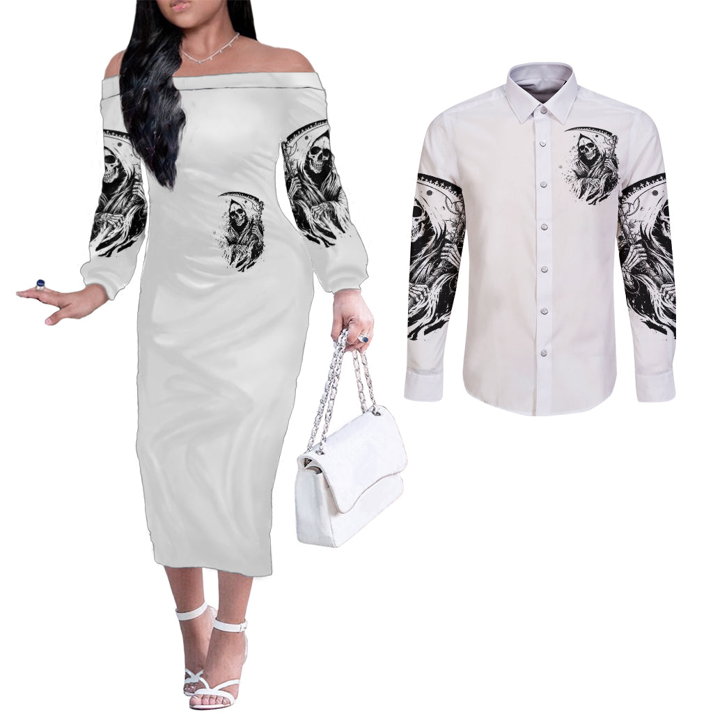 skull-reaper-couples-matching-off-the-shoulder-long-sleeve-dress-and-long-sleeve-button-shirts-i-cant-go-to-hell-devil-restrainning-order-against-me