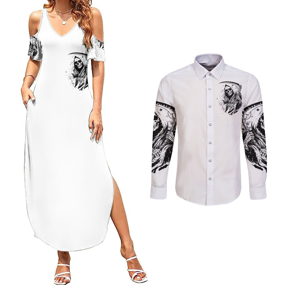 skull-reaper-couples-matching-summer-maxi-dress-and-long-sleeve-button-shirts-i-cant-go-to-hell-devil-restrainning-order-against-me