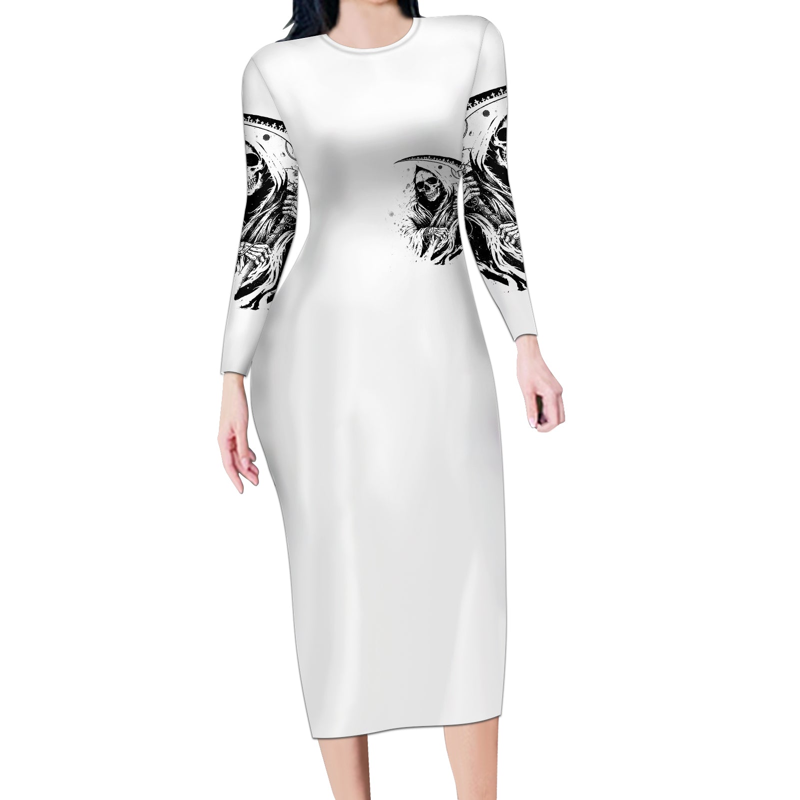 skull-reaper-long-sleeve-bodycon-dress-i-cant-go-to-hell-devil-restrainning-order-against-me