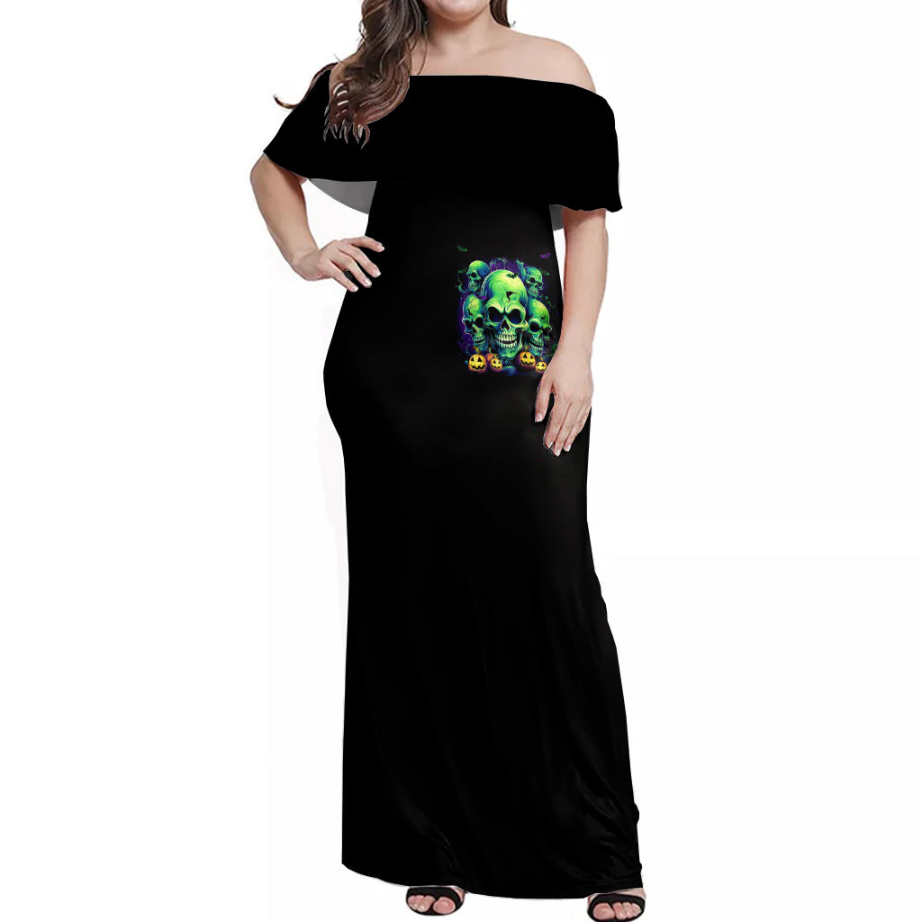 skull-pumpkin-off-shoulder-maxi-dress-i-have-three-side-quite-funny-and-side-you-never-want