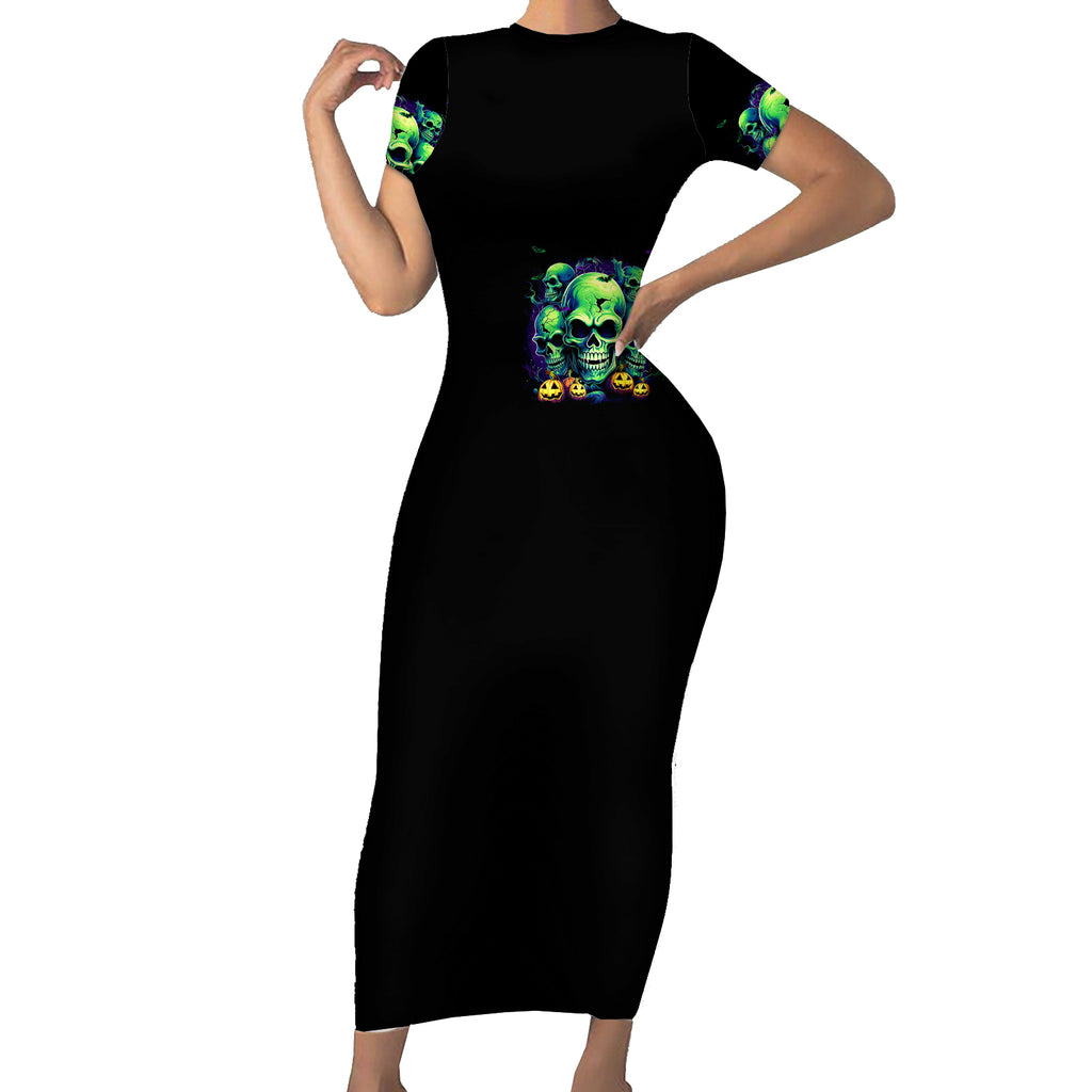 skull-pumpkin-short-sleeve-bodycon-dress-i-have-three-side-quite-funny-and-side-you-never-want