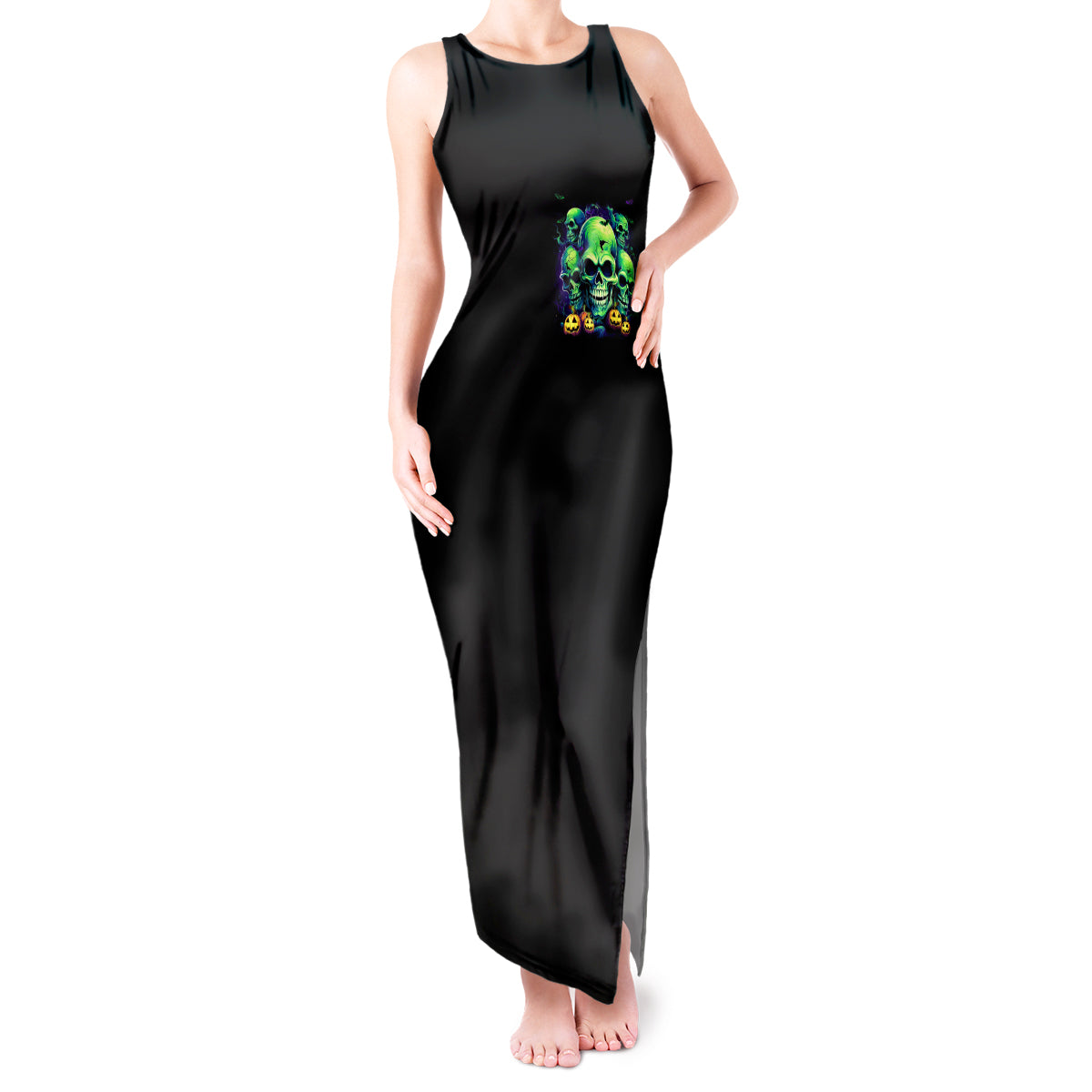 skull-pumpkin-tank-maxi-dress-i-have-three-side-quite-funny-and-side-you-never-want