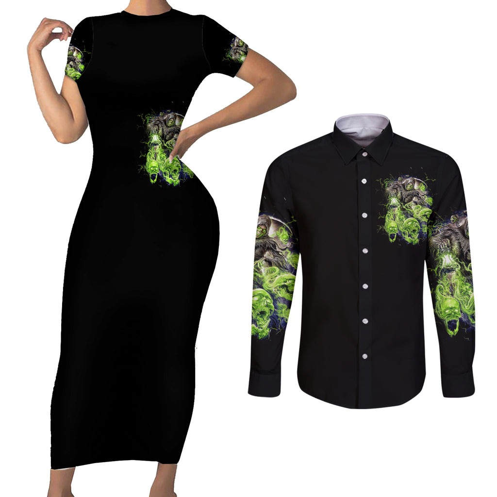 death-skull-couples-matching-short-sleeve-bodycon-dress-and-long-sleeve-button-shirts-i-never-alone-my-demon-with-me-247