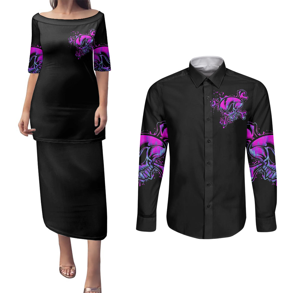 graffiti-skull-couples-matching-puletasi-dress-and-long-sleeve-button-shirts-i-talk-i-smile-but-be-carefull-when-i-silent