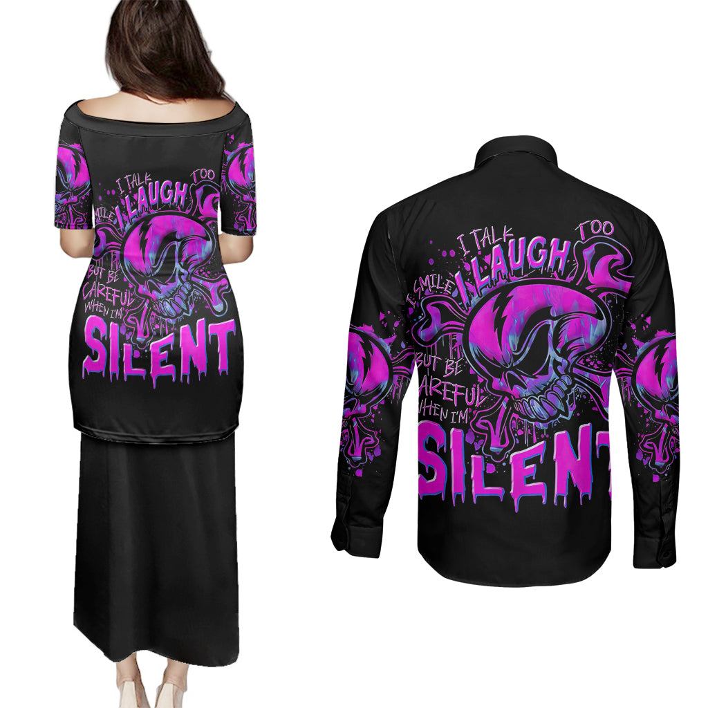 graffiti-skull-couples-matching-puletasi-dress-and-long-sleeve-button-shirts-i-talk-i-smile-but-be-carefull-when-i-silent