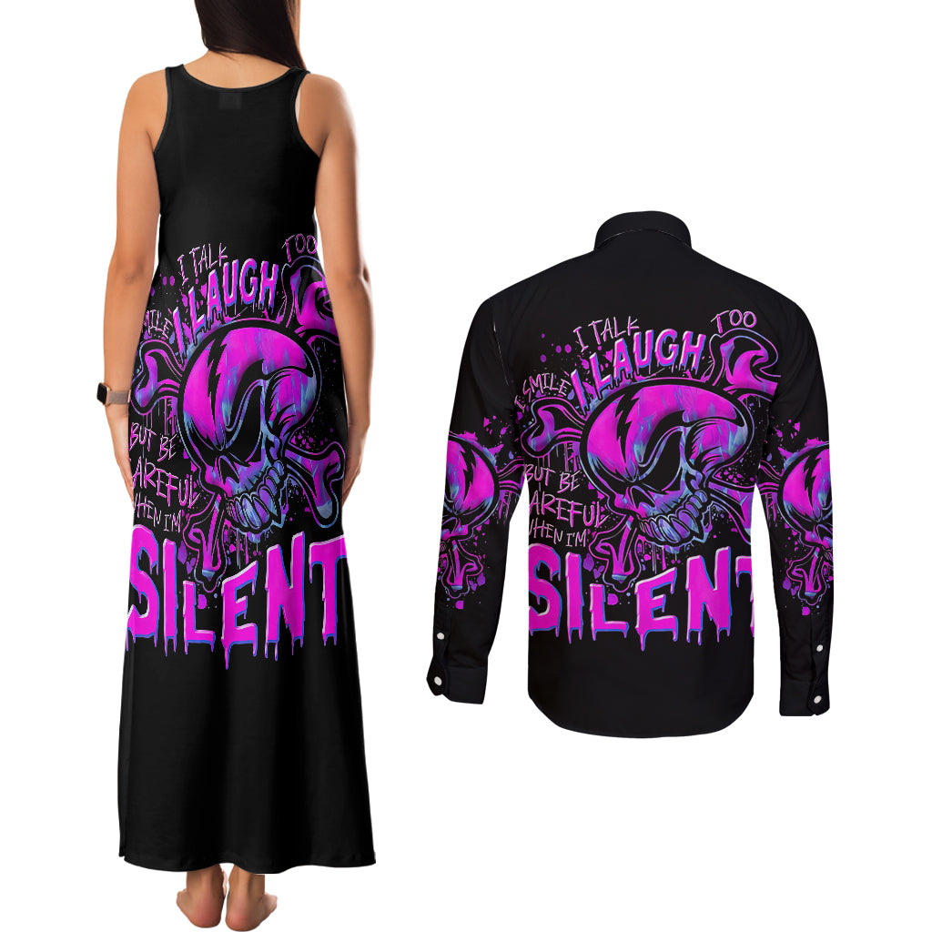 graffiti-skull-couples-matching-tank-maxi-dress-and-long-sleeve-button-shirts-i-talk-i-smile-but-be-carefull-when-i-silent