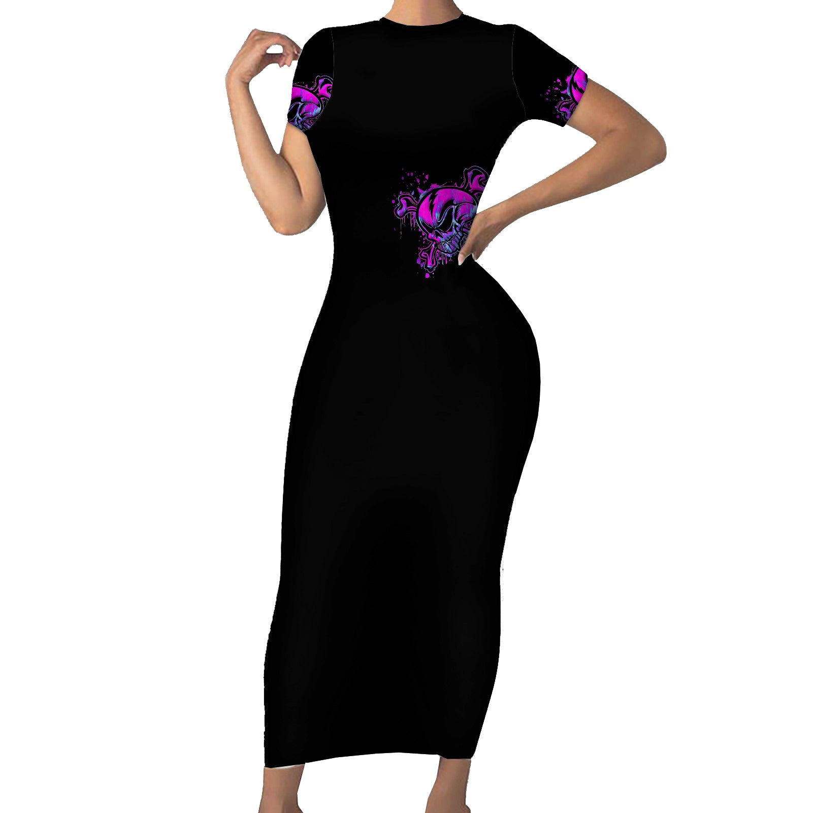 graffiti-skull-short-sleeve-bodycon-dress-i-talk-i-smile-but-be-carefull-when-i-silent
