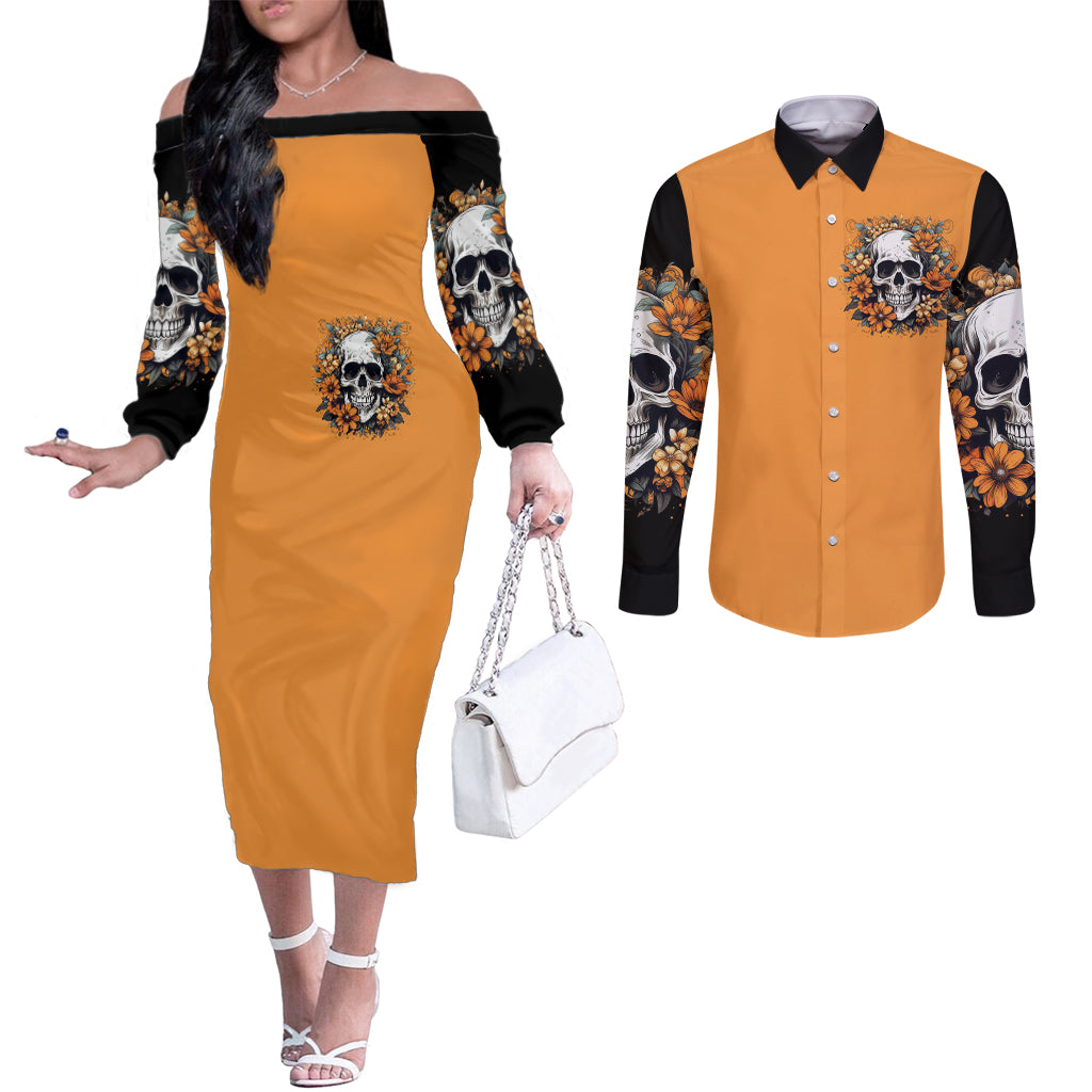 flower-skull-couples-matching-off-the-shoulder-long-sleeve-dress-and-long-sleeve-button-shirts-i-try-to-avoid-drama