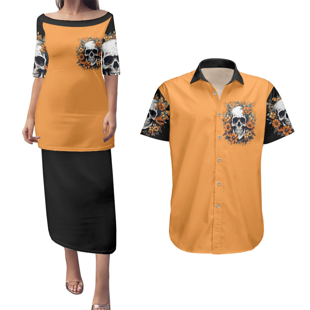 flower-skull-couples-matching-puletasi-dress-and-hawaiian-shirt-i-try-to-avoid-drama