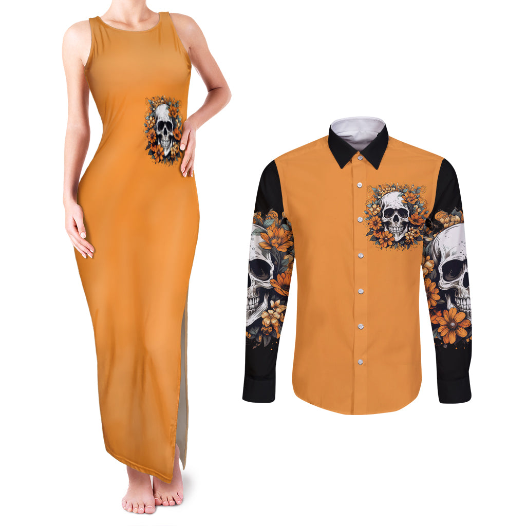 flower-skull-couples-matching-tank-maxi-dress-and-long-sleeve-button-shirts-i-try-to-avoid-drama