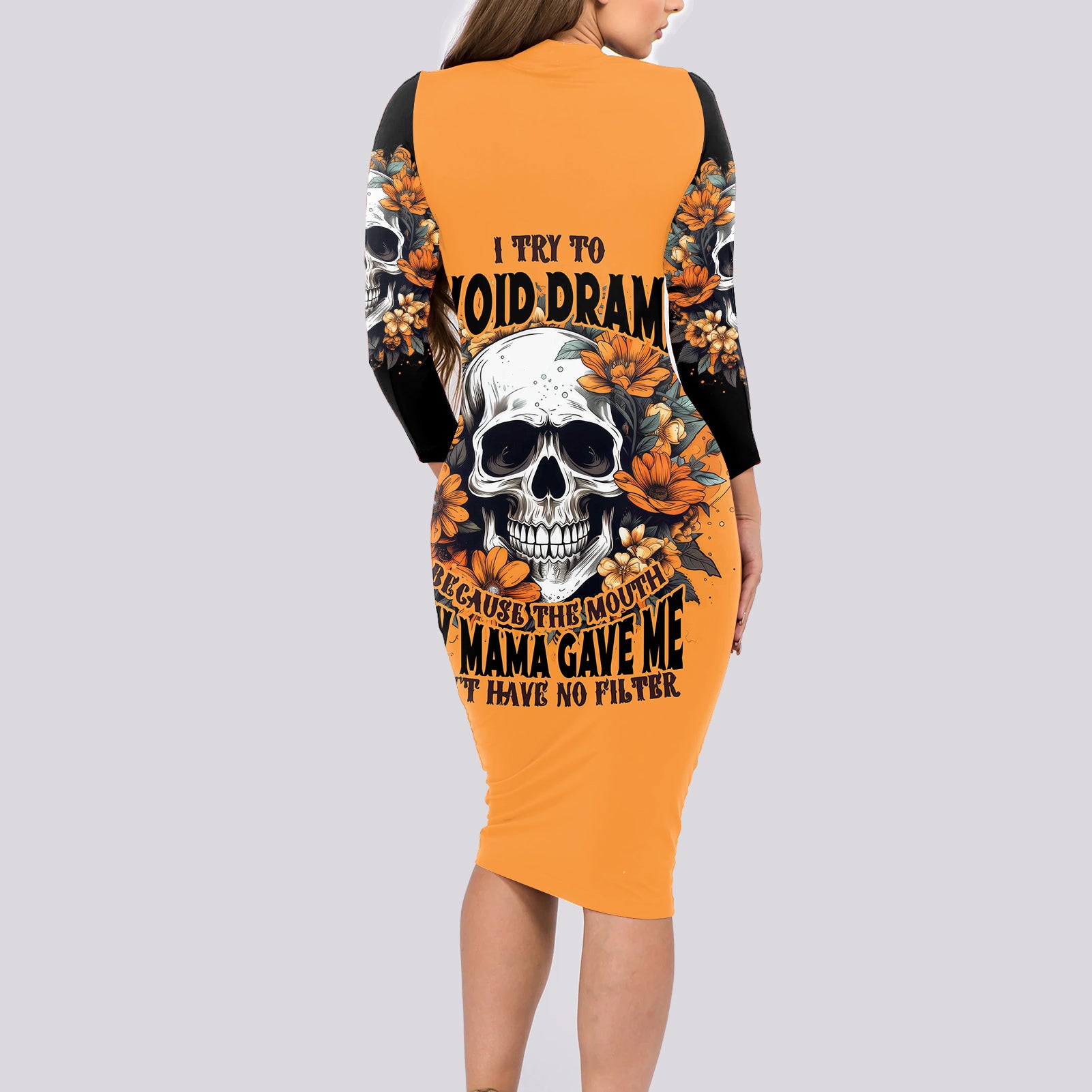 flower-skull-long-sleeve-bodycon-dress-i-try-to-avoid-drama
