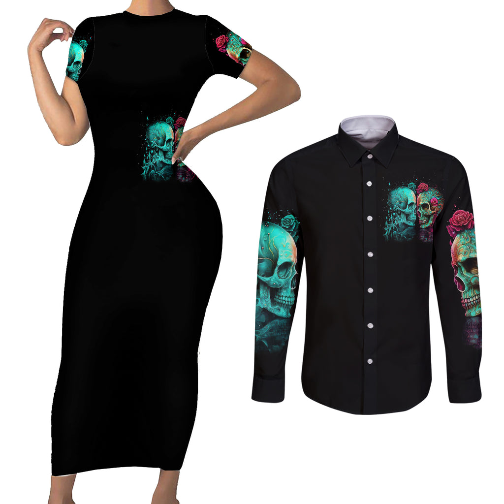 twin-skull-couples-matching-short-sleeve-bodycon-dress-and-long-sleeve-button-shirts-dont-try-to-figure-me-out-im-a-special