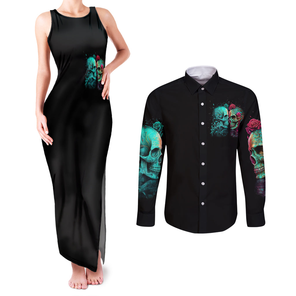 twin-skull-couples-matching-tank-maxi-dress-and-long-sleeve-button-shirts-dont-try-to-figure-me-out-im-a-special