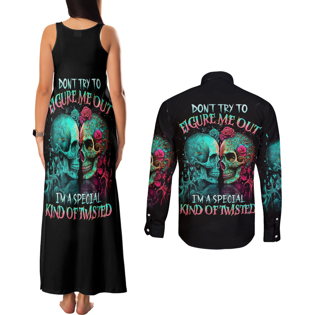 twin-skull-couples-matching-tank-maxi-dress-and-long-sleeve-button-shirts-dont-try-to-figure-me-out-im-a-special