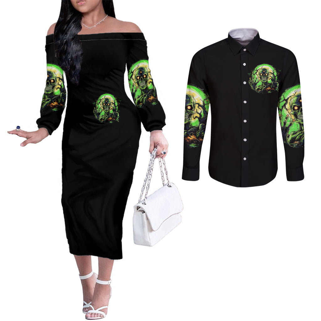 zombie-skull-couples-matching-off-the-shoulder-long-sleeve-dress-and-long-sleeve-button-shirts-i-never-alone-my-demon-with-me-247