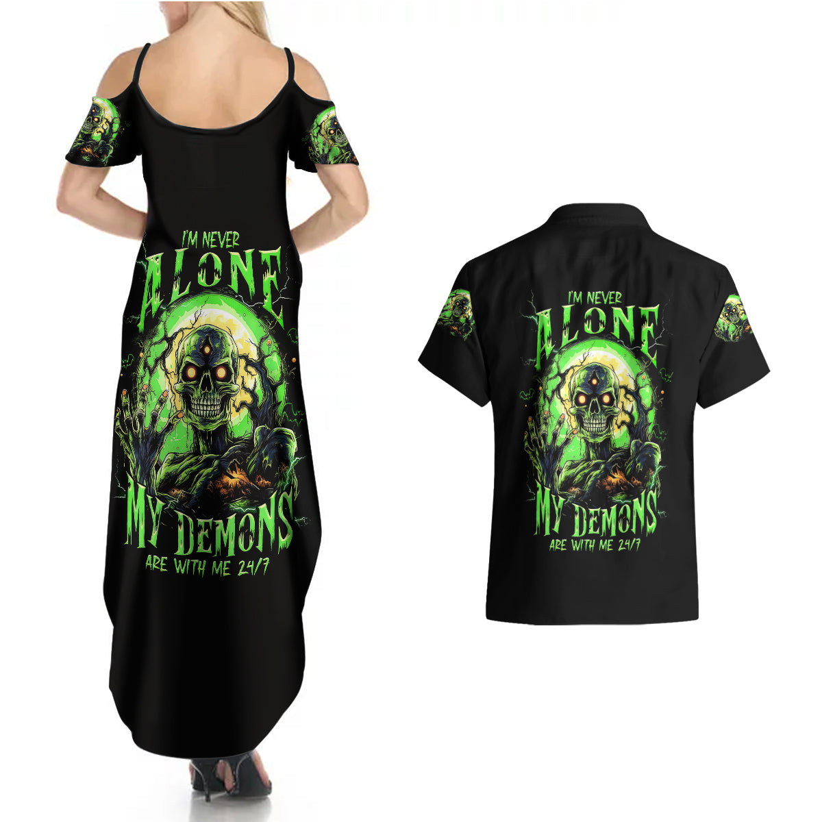 zombie-skull-couples-matching-summer-maxi-dress-and-hawaiian-shirt-i-never-alone-my-demon-with-me-247