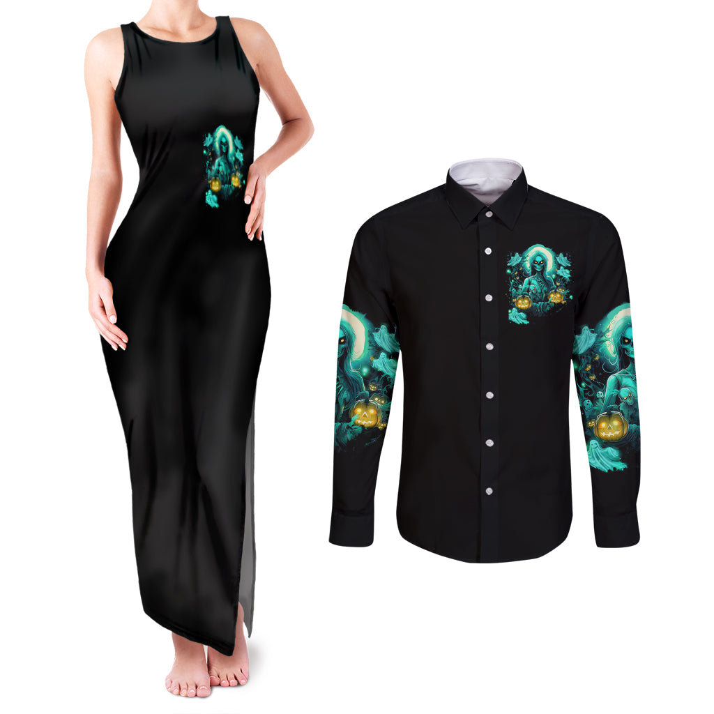 witch-skull-couples-matching-tank-maxi-dress-and-long-sleeve-button-shirts-into-darkness-to-lose-our-mind-and-find-our-souls