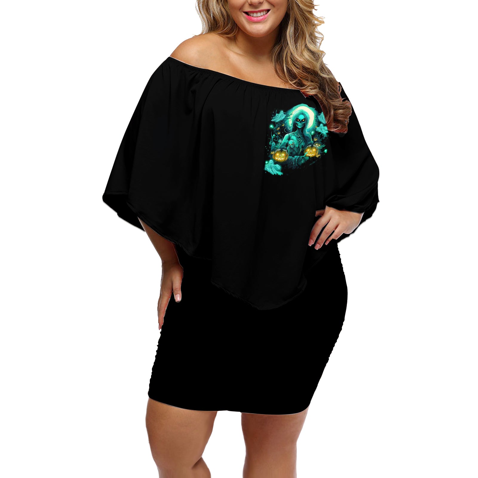 witch-skull-off-shoulder-short-dress-into-darkness-to-lose-our-mind-and-find-our-souls
