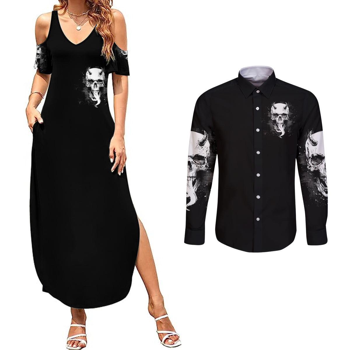 devil-skull-couples-matching-summer-maxi-dress-and-long-sleeve-button-shirts-its-not-how-crazy-iam-but-enjoy-it-make-me-dangerous