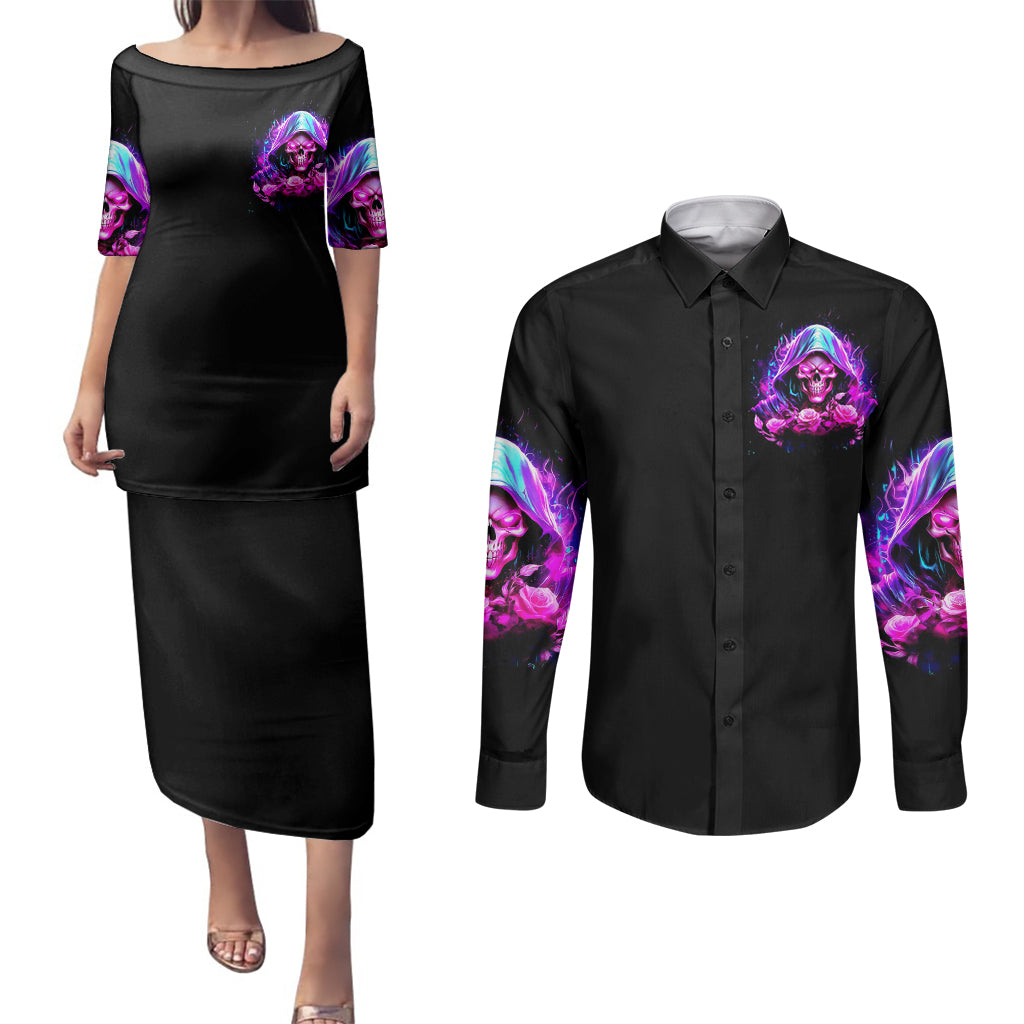 fire-skull-couples-matching-puletasi-dress-and-long-sleeve-button-shirts-judge-me-when-youre-perfect-otherwise-shut-up