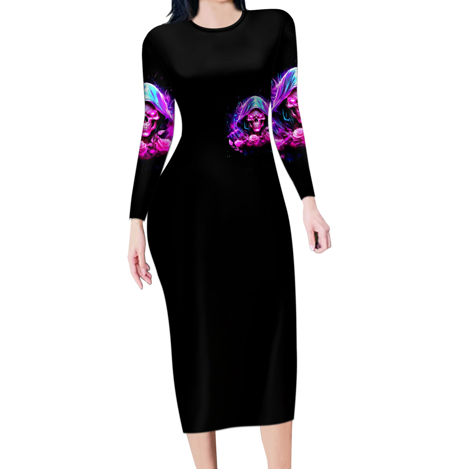 fire-skull-long-sleeve-bodycon-dress-judge-me-when-youre-perfect-otherwise-shut-up