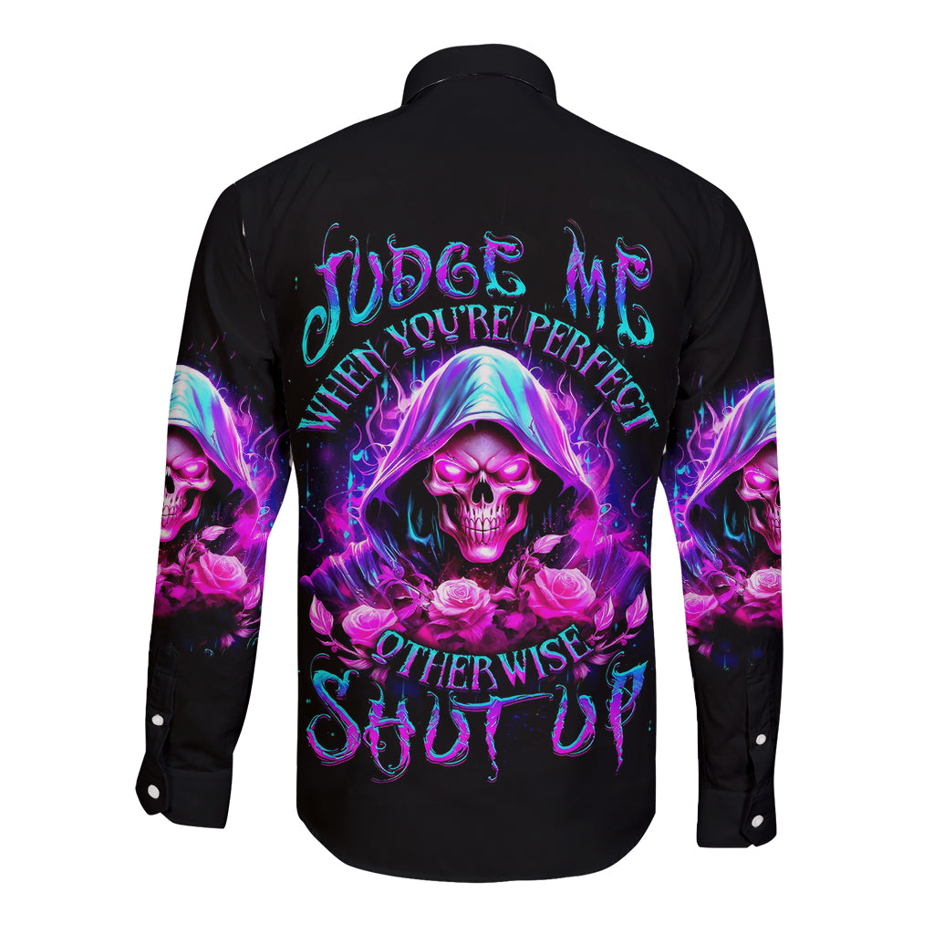 fire-skull-long-sleeve-button-shirt-judge-me-when-youre-perfect-otherwise-shut-up