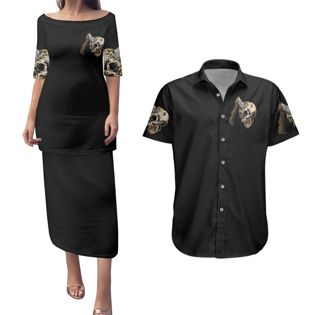 axe-skull-couples-matching-puletasi-dress-and-hawaiian-shirt-lets-bury-the-hatchet