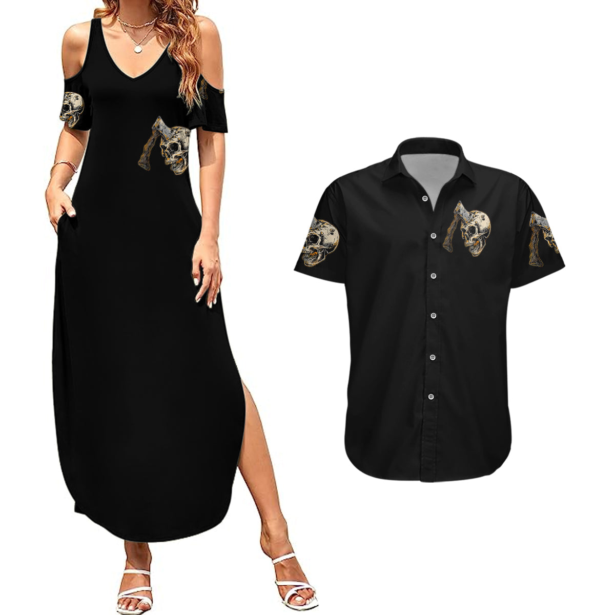 axe-skull-couples-matching-summer-maxi-dress-and-hawaiian-shirt-lets-bury-the-hatchet