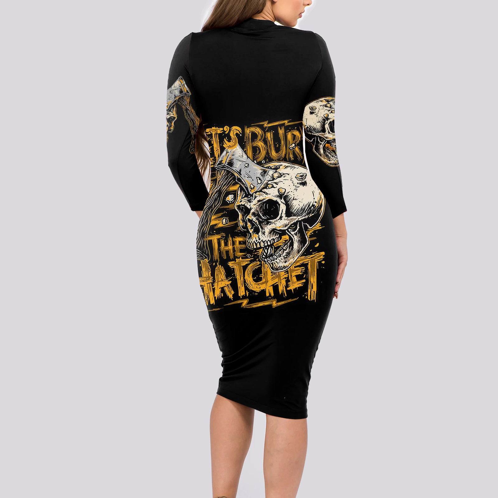 axe-skull-long-sleeve-bodycon-dress-lets-bury-the-hatchet