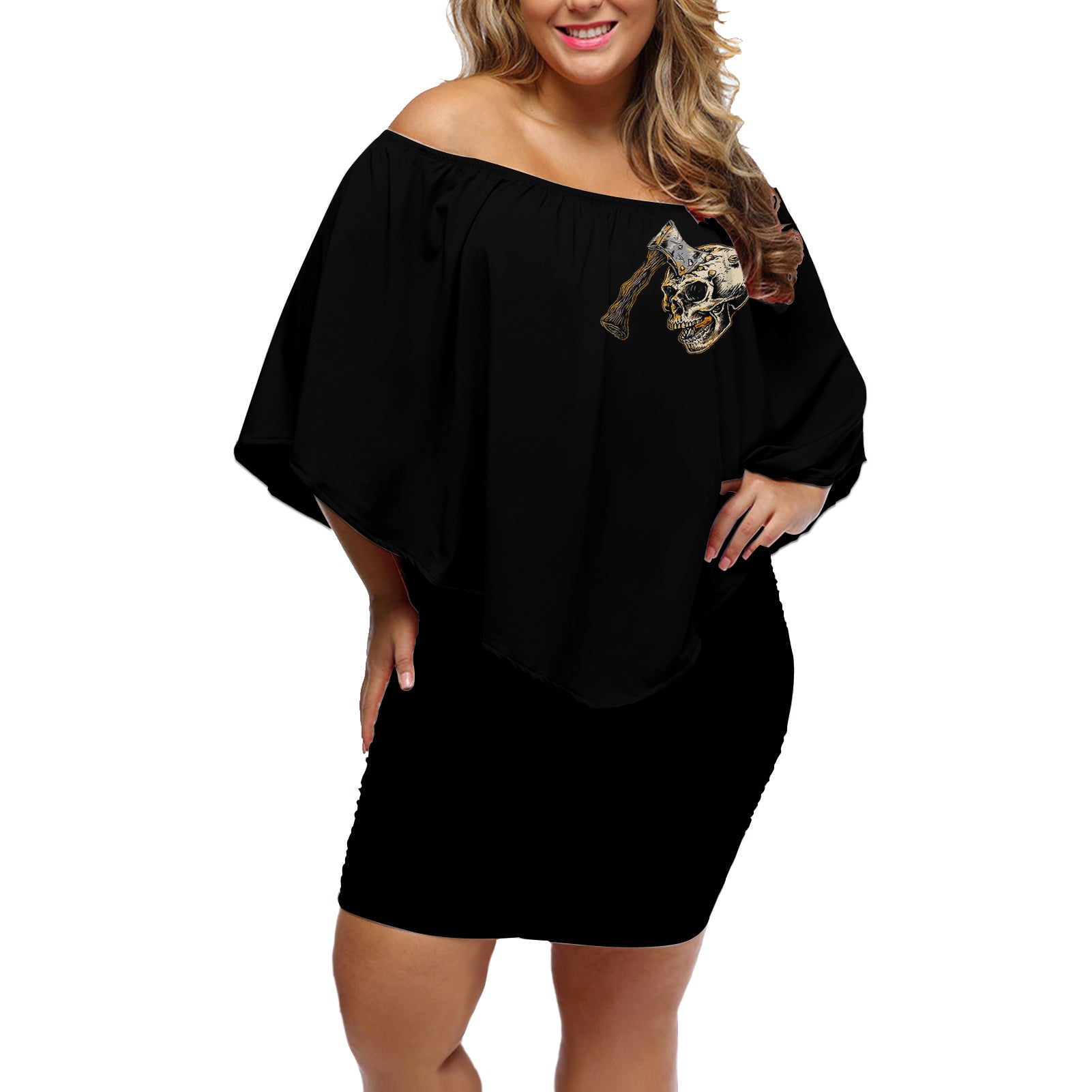axe-skull-off-shoulder-short-dress-lets-bury-the-hatchet