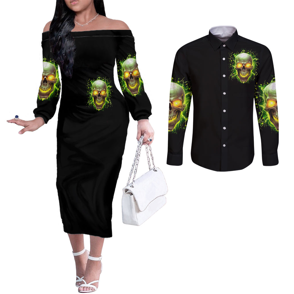 thunder-skull-couples-matching-off-the-shoulder-long-sleeve-dress-and-long-sleeve-button-shirts-my-demon-hide-inside-my-head
