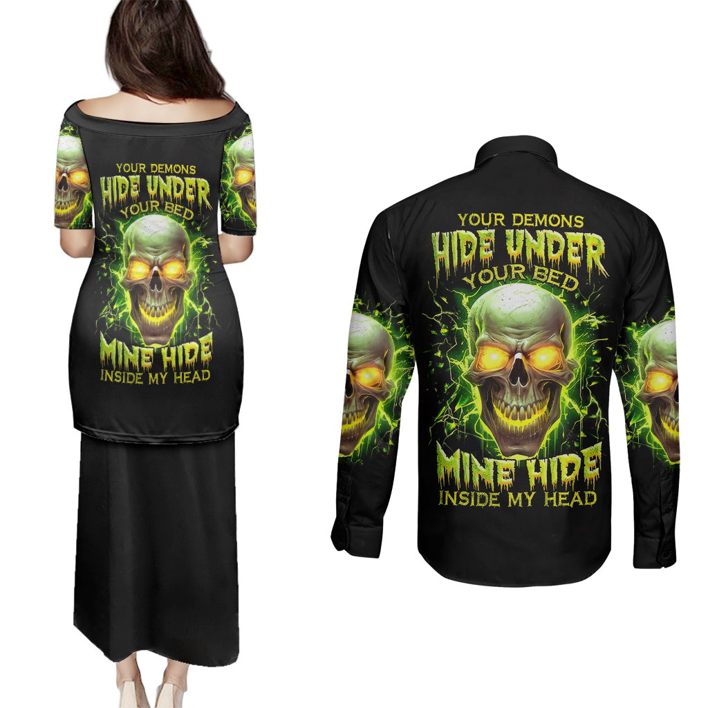 thunder-skull-couples-matching-puletasi-dress-and-long-sleeve-button-shirts-my-demon-hide-inside-my-head