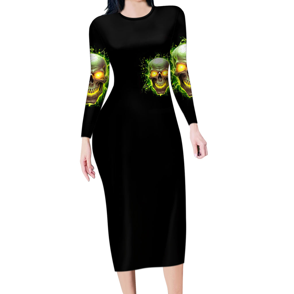 thunder-skull-long-sleeve-bodycon-dress-my-demon-hide-inside-my-head