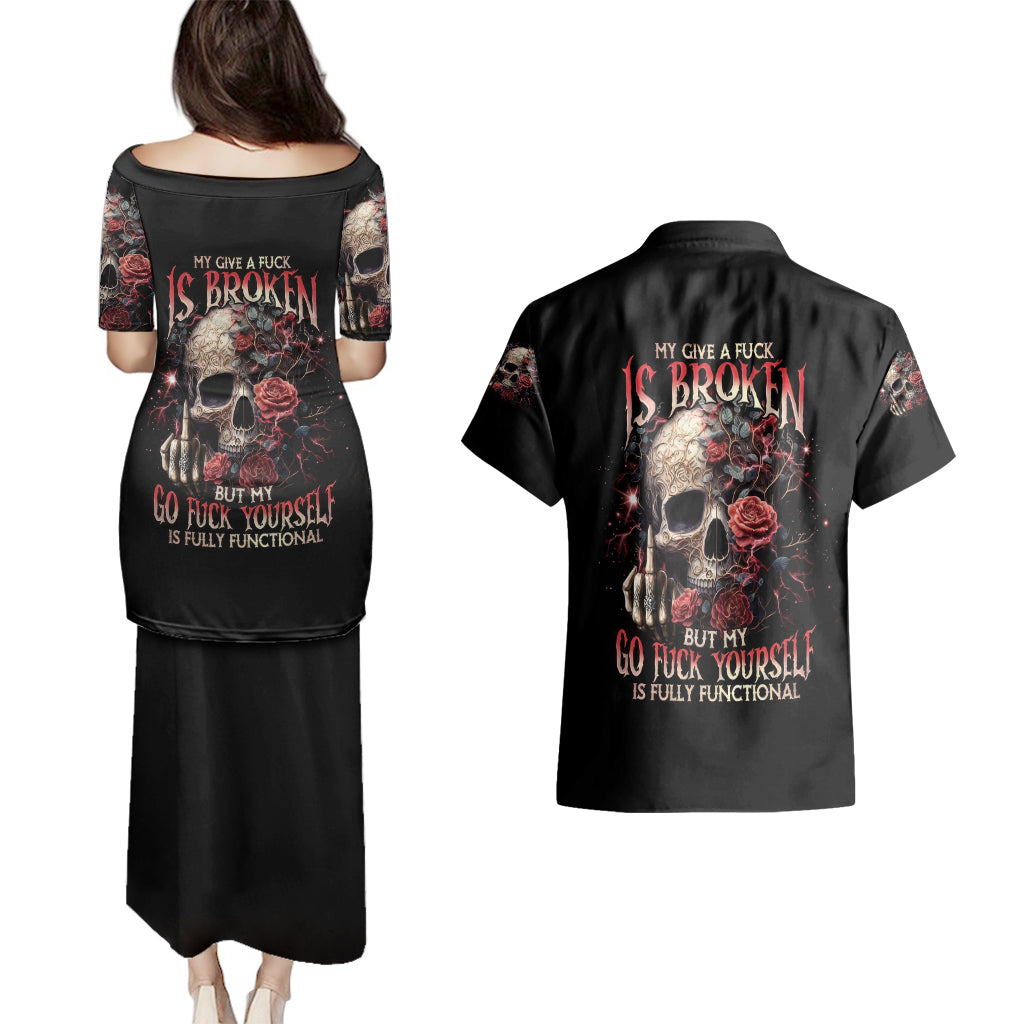 rose-skull-couples-matching-puletasi-dress-and-hawaiian-shirt-my-give-a-fuck-is-broken-but-my-go-fuck-yourself-is-functional