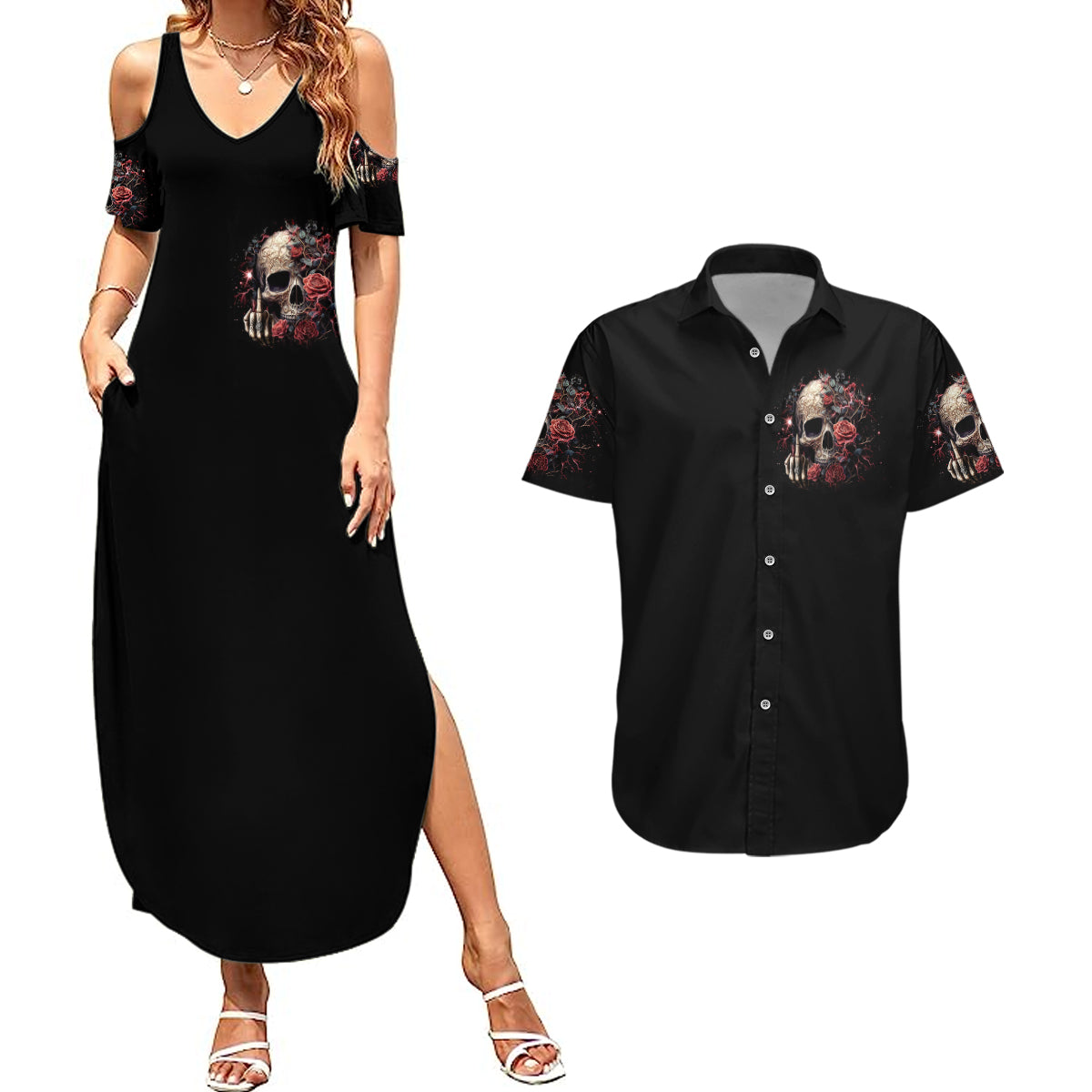 rose-skull-couples-matching-summer-maxi-dress-and-hawaiian-shirt-my-give-a-fuck-is-broken-but-my-go-fuck-yourself-is-functional