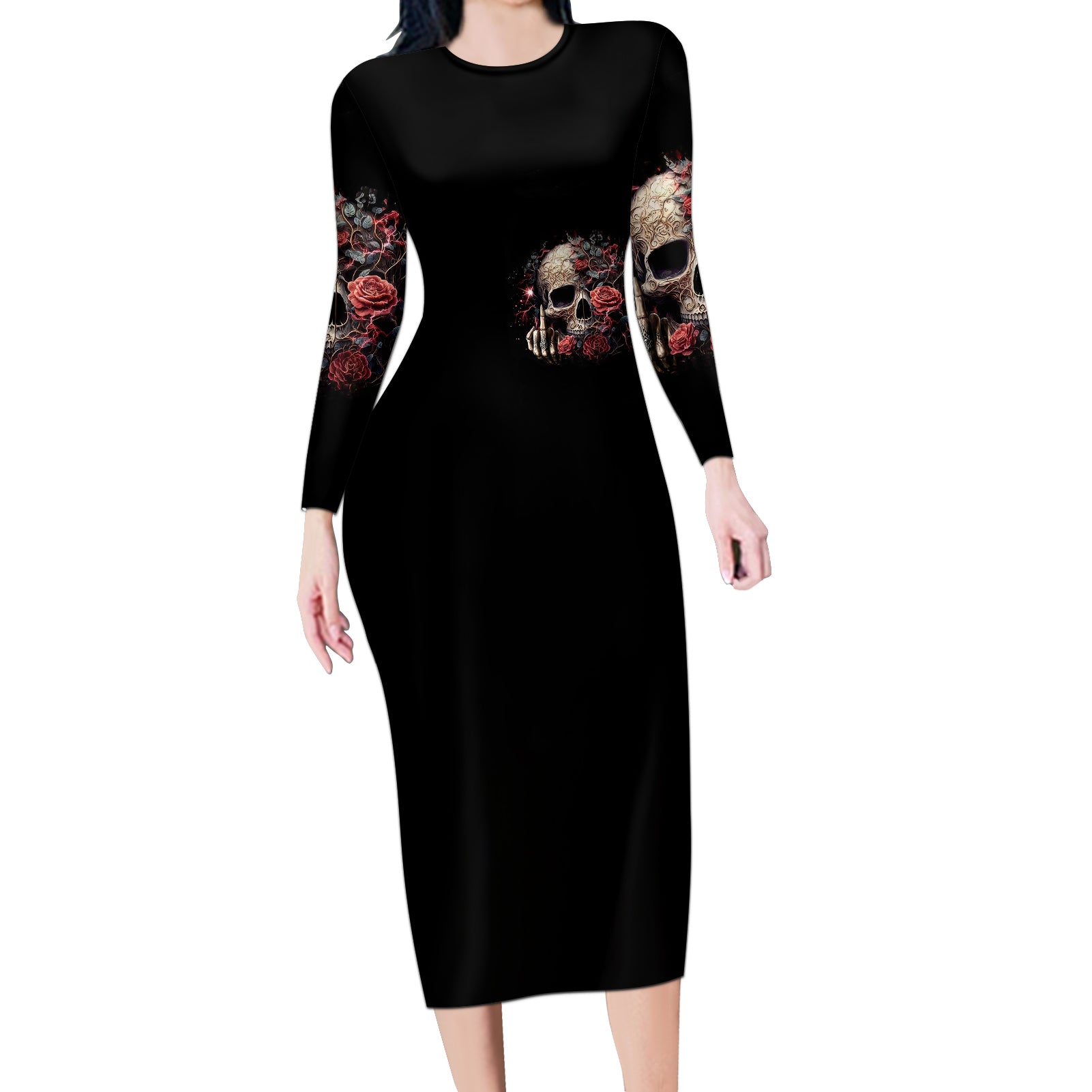 rose-skull-long-sleeve-bodycon-dress-my-give-a-fuck-is-broken-but-my-go-fuck-yourself-is-functional
