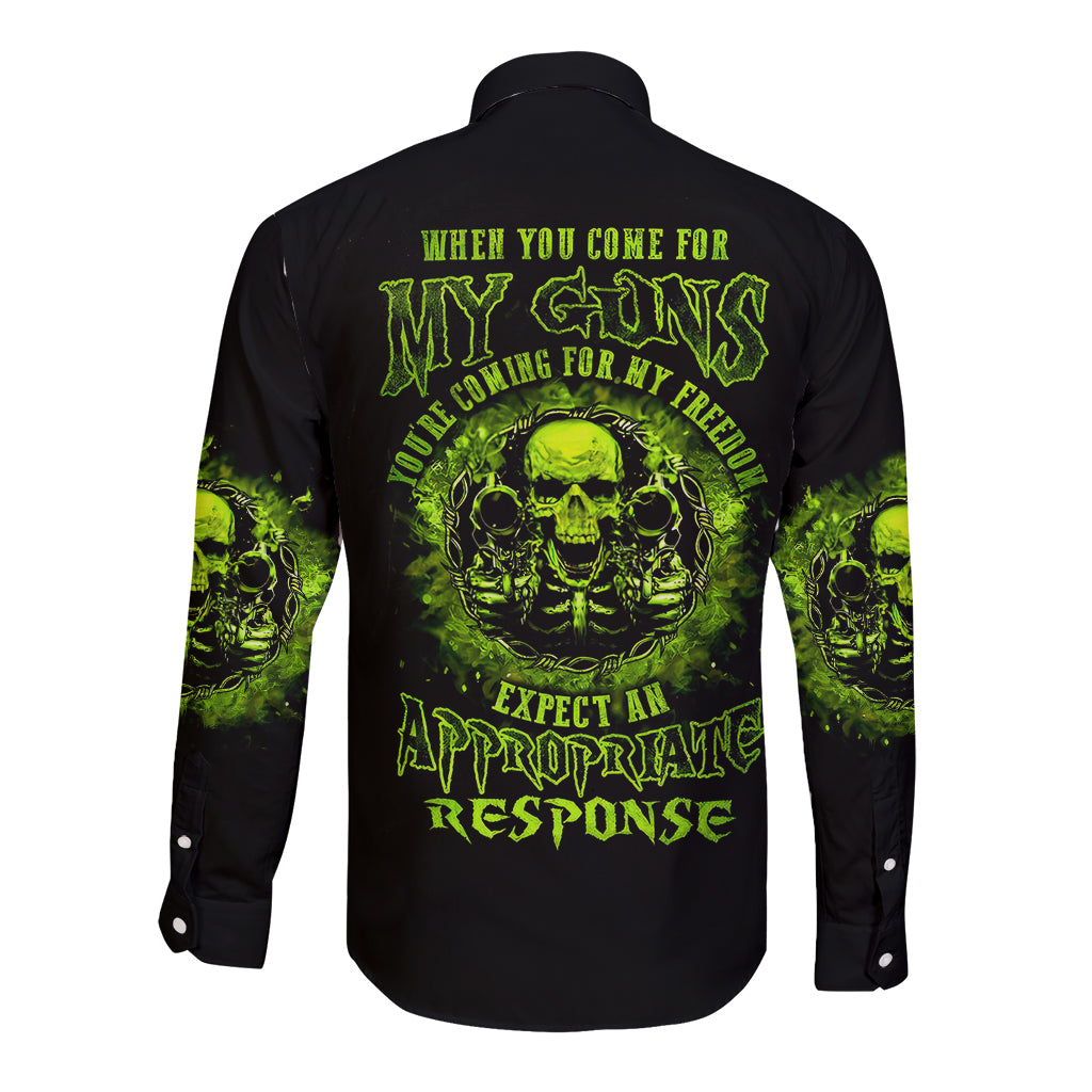 gun-skull-long-sleeve-button-shirt-when-you-come-for-my-gun-expect-an-appropriate-response