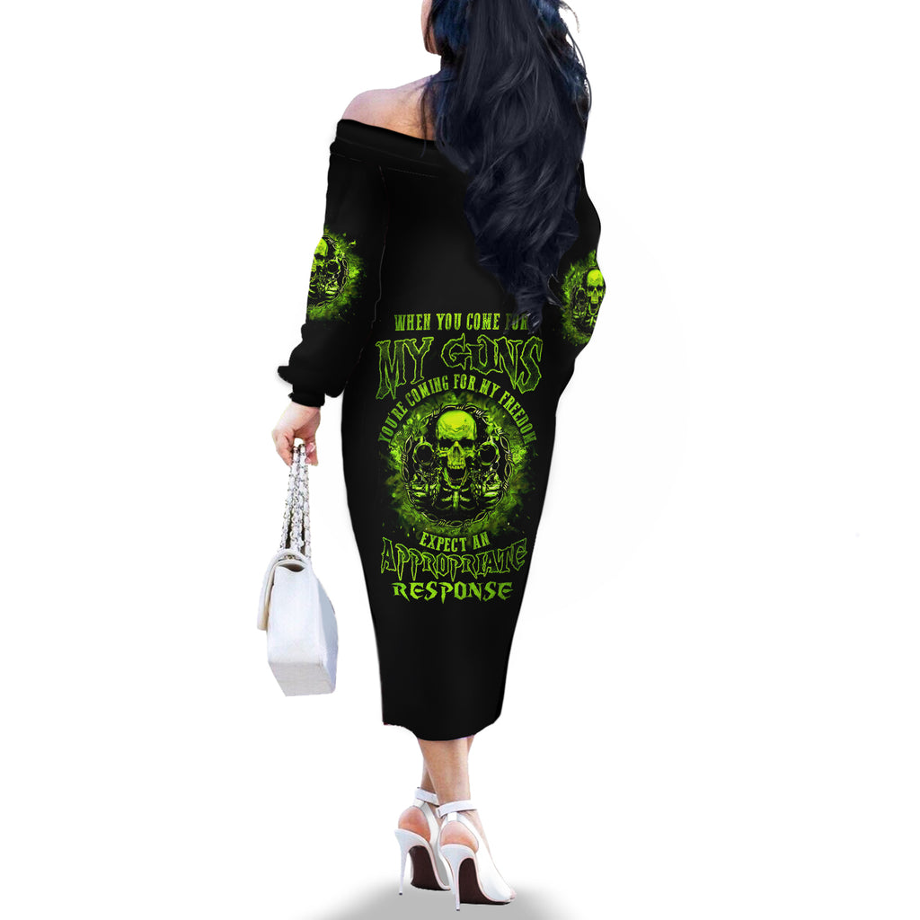 gun-skull-off-the-shoulder-long-sleeve-dress-when-you-come-for-my-gun-expect-an-appropriate-response
