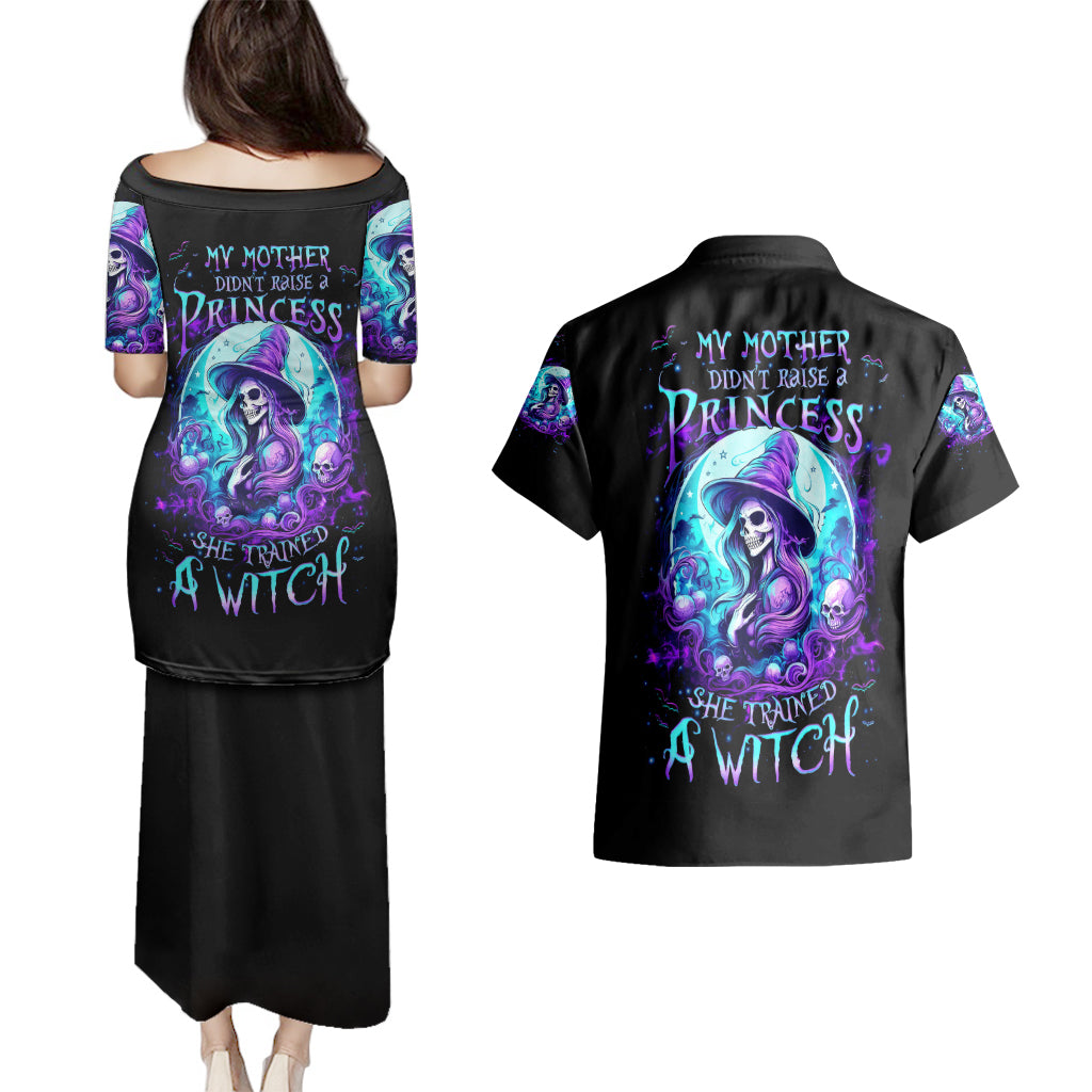 witch-skull-couples-matching-puletasi-dress-and-hawaiian-shirt-my-mother-didnt-raise-a-princess-she-trained-a-witch