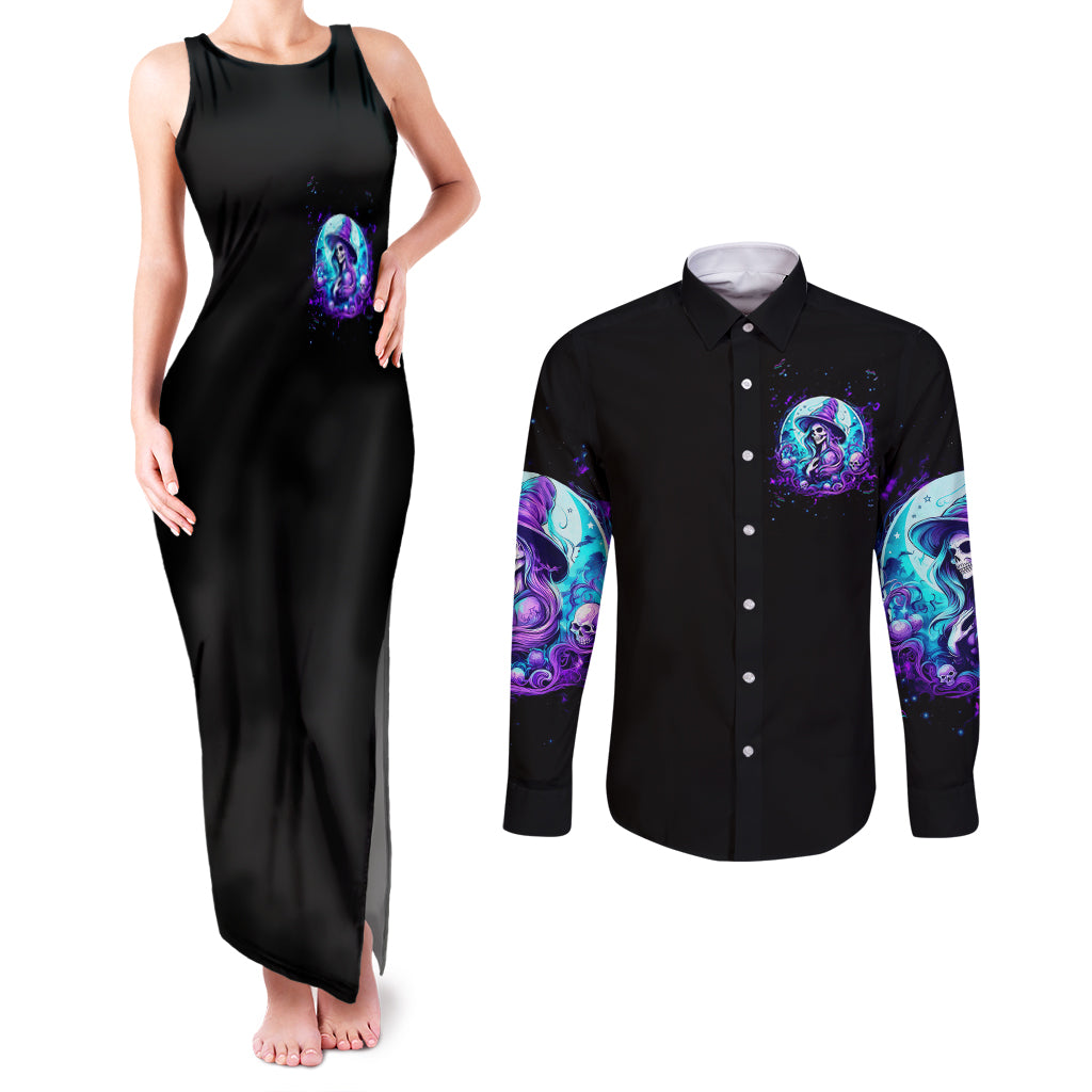 witch-skull-couples-matching-tank-maxi-dress-and-long-sleeve-button-shirts-my-mother-didnt-raise-a-princess-she-trained-a-witch