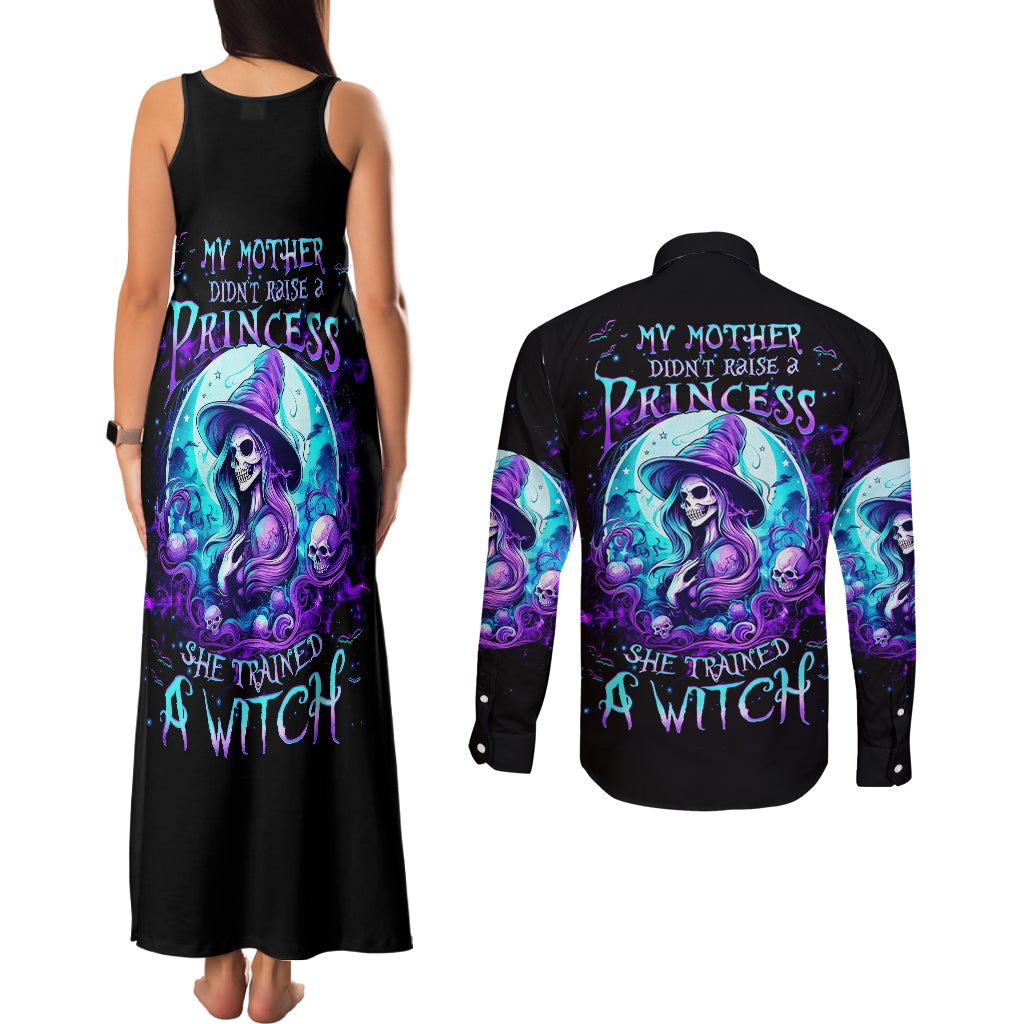 witch-skull-couples-matching-tank-maxi-dress-and-long-sleeve-button-shirts-my-mother-didnt-raise-a-princess-she-trained-a-witch