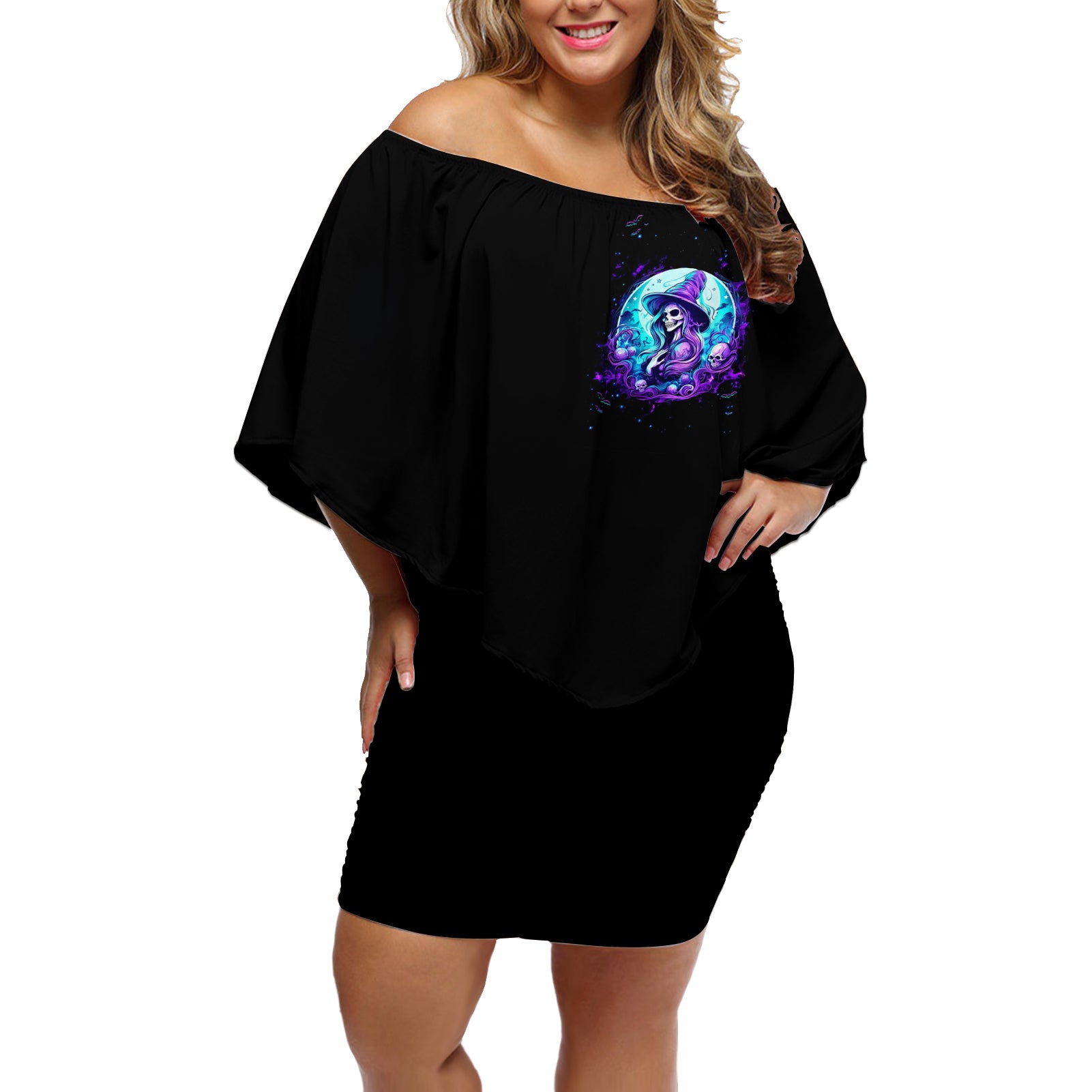 witch-skull-off-shoulder-short-dress-my-mother-didnt-raise-a-princess-she-trained-a-witch
