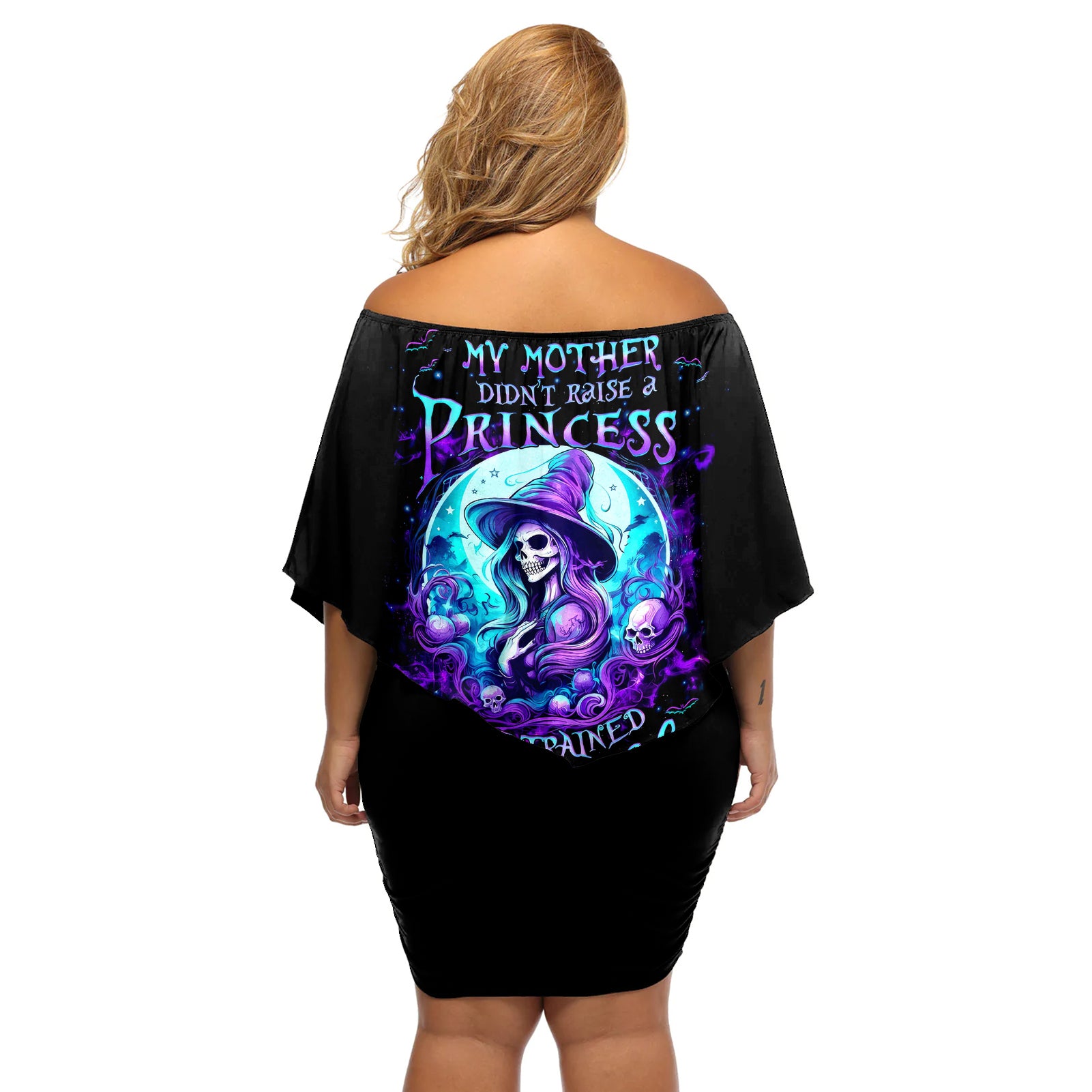 witch-skull-off-shoulder-short-dress-my-mother-didnt-raise-a-princess-she-trained-a-witch