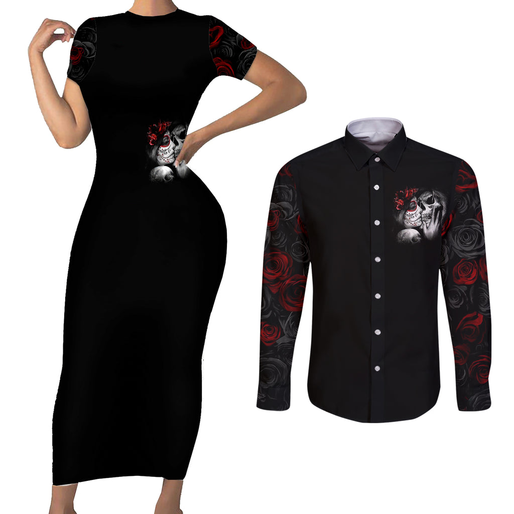 love-skull-couples-matching-short-sleeve-bodycon-dress-and-long-sleeve-button-shirts-once-upon-a-time-i-love-you-forever-and-always